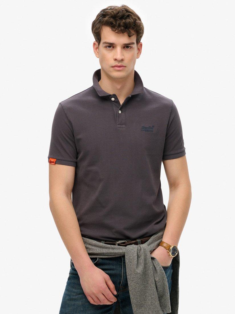 Product image 1 of 4, which shows Superdry Cotton Regular Fit Vintage Destroy Polo Shirt, Graphic Black, S