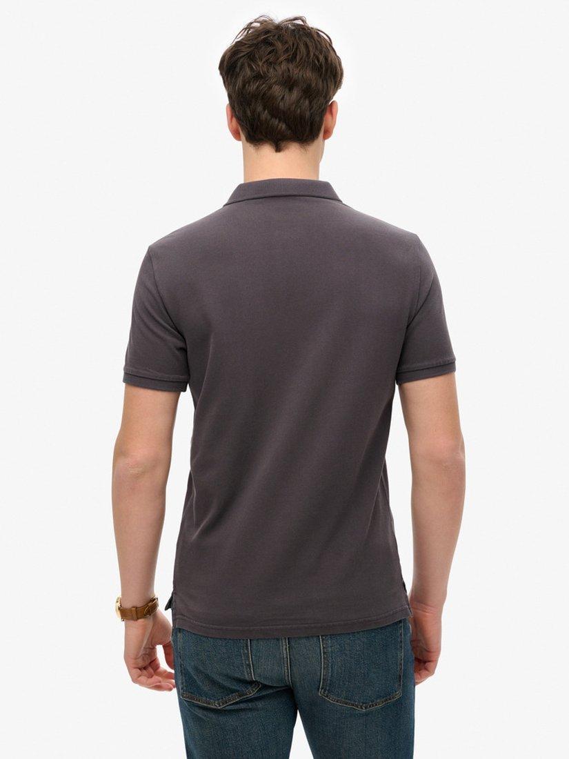 Product image 2 of 4, which shows Superdry Cotton Regular Fit Vintage Destroy Polo Shirt, Graphic Black, S
