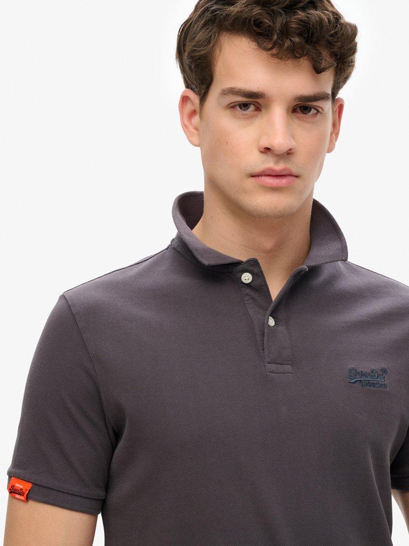 Product image 4 of 4, which shows Superdry Cotton Regular Fit Vintage Destroy Polo Shirt, Graphic Black, S