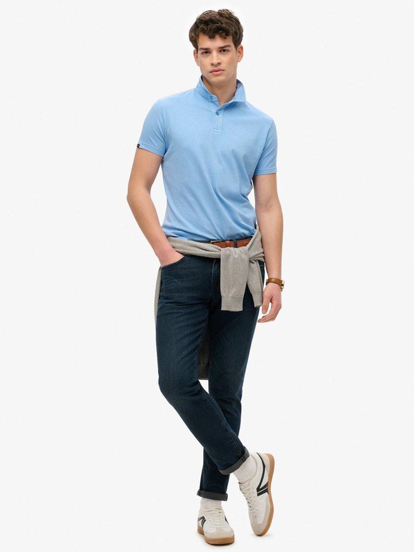 Product image 3 of 4, which shows Superdry Essential Cotton Regular Fit Short Sleeve Polo Shirt, Bluebell, S