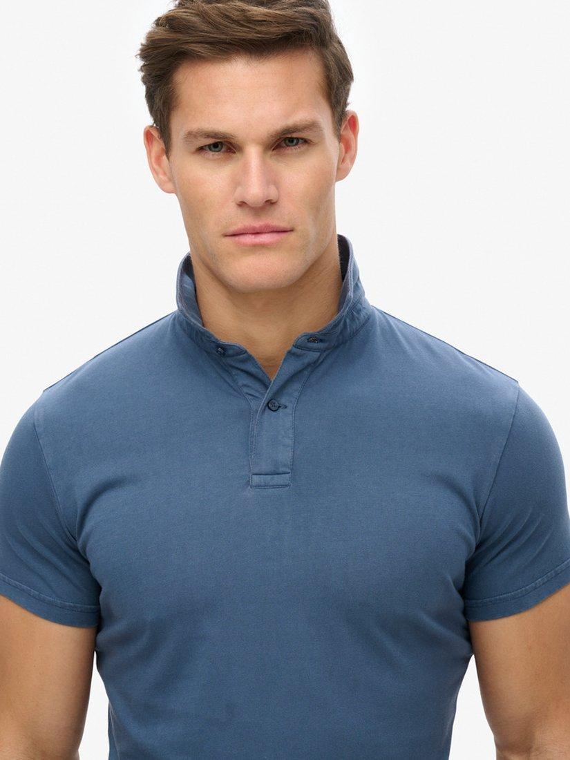 Product image 4 of 5, which shows Superdry Cotton Regular Fit Short Sleeve Essential Jersey Polo Shirt, Faded Navy, S