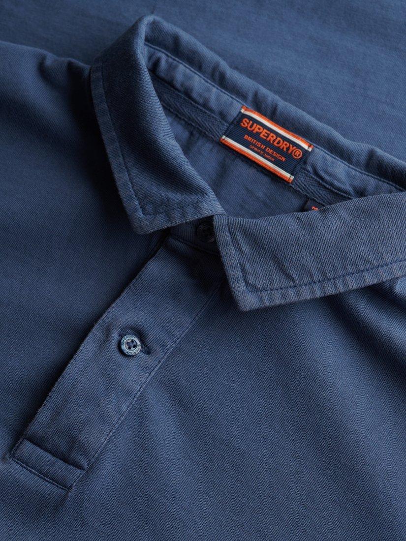 Product image 5 of 5, which shows Superdry Cotton Regular Fit Short Sleeve Essential Jersey Polo Shirt, Faded Navy, S