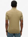 Superdry Knitted Texture Short Sleeve Polo Shirt, Artichoke Green