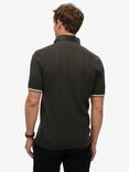 Superdry Knitted Texture Short Sleeve Polo Shirt, Carbon Black