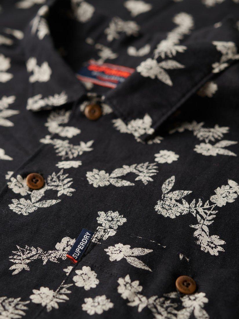 Product image 5 of 5, which shows SuperdryLinen Short Sleeve Beach Shirt, Black Petal, S