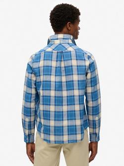 Superdry Merchant Store Check Linen Rich Shirt, Blue - view 2, Blue