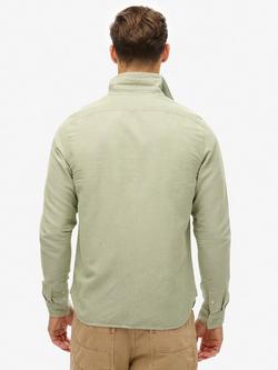 Superdry Merchant Store Linen Blend Work Shirt, Green Chambray - view 2, Green Chambray