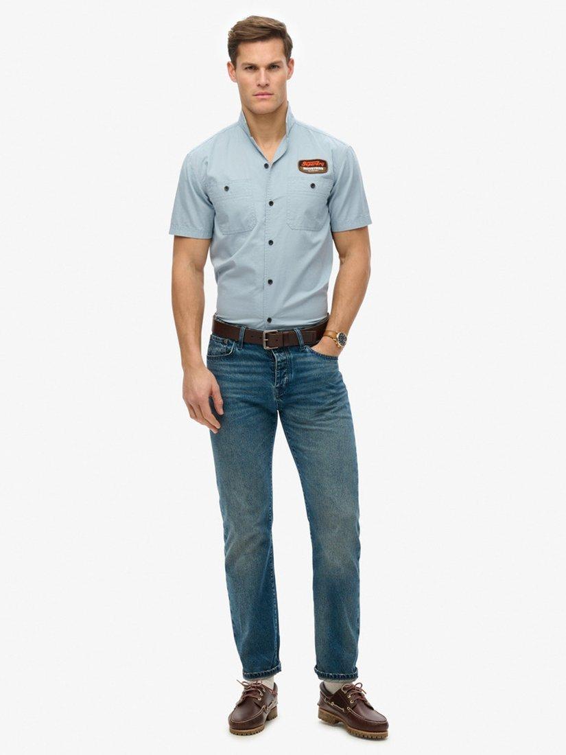Product image 3 of 5, which shows Superdry Mechanic Short Sleeve Shirt, Blue Fog, S