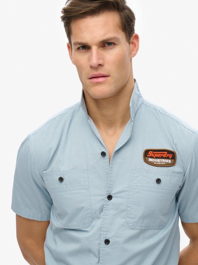 Product image 4 of 5, which shows Superdry Mechanic Short Sleeve Shirt, Blue Fog, S