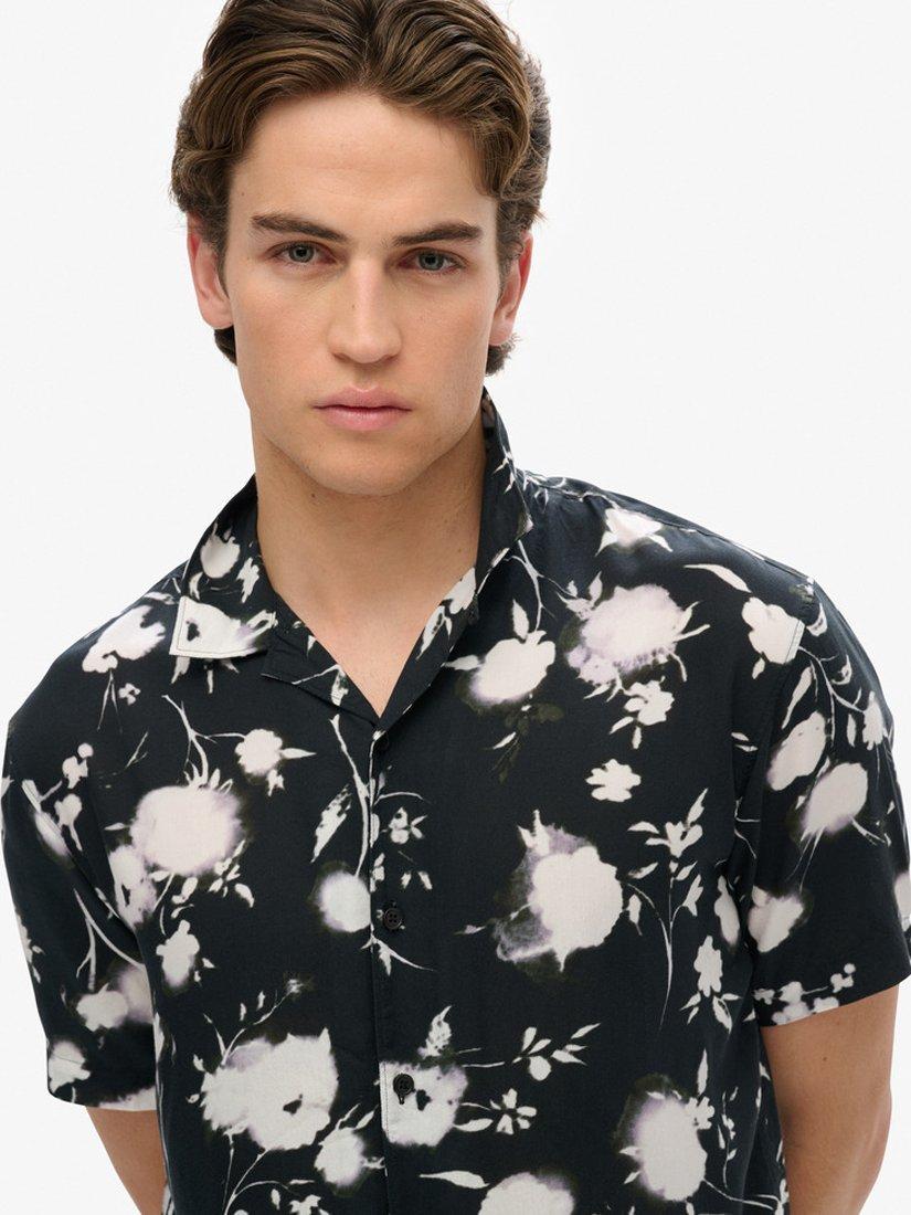 Product image 4 of 4, which shows Superdry Short Sleeve Printed Shirt, Black/White, S