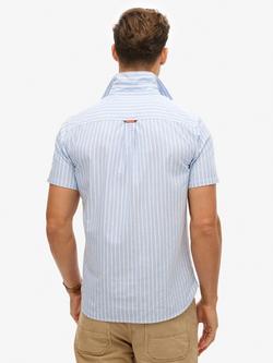 Superdry Oxford Stripe Short Sleeve Shirt, Broker Blue - view 2, Broker Blue
