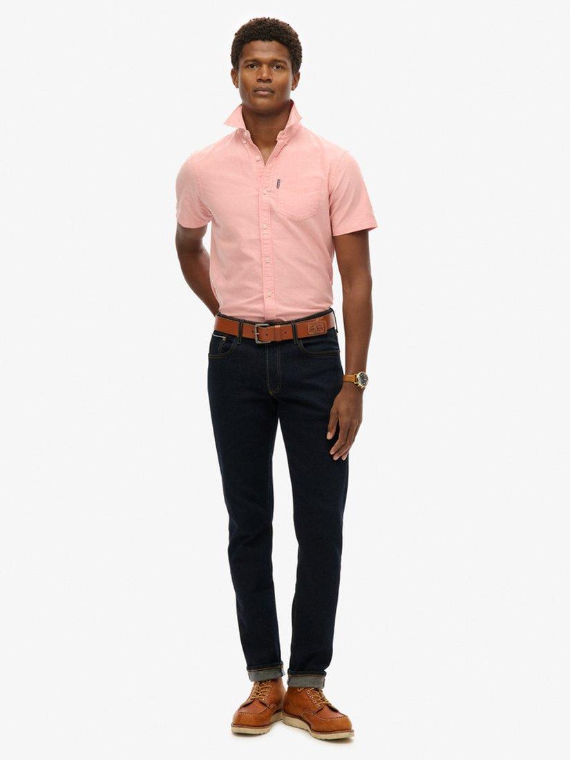 Product image 3 of 4, which shows Superdry Oxford Short Sleeve Shirt, Rose Pink Chambray, S