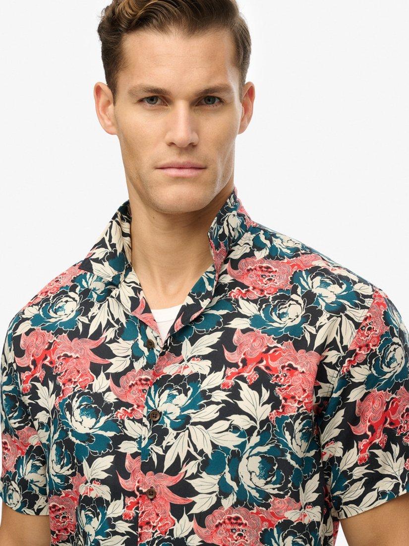 Product image 5 of 6, which shows Superdry Merchant Hawaiian Shirt, Karashishi Navy, S