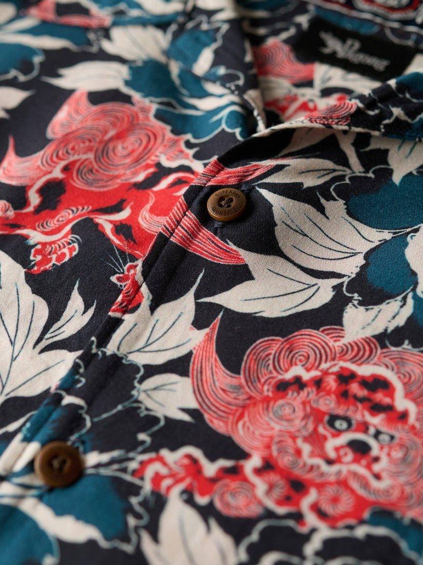 Product image 6 of 6, which shows Superdry Merchant Hawaiian Shirt, Karashishi Navy, S