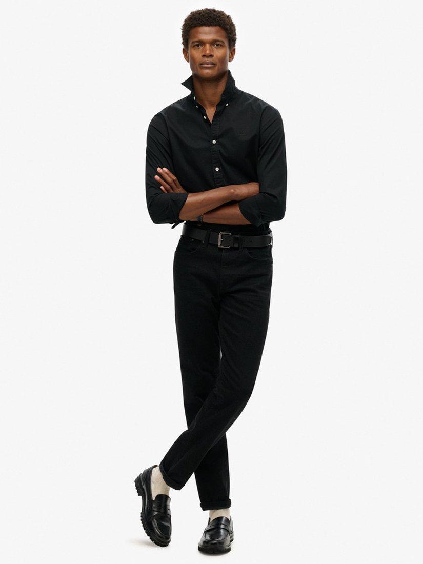 Product image 3 of 5, which shows Superdry Essentials Tailored Lite Long Sleeve Shirt, Black, S