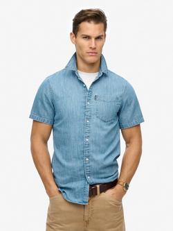 Superdry Essential Short Sleeve Denim Shirt, Vintage Wash