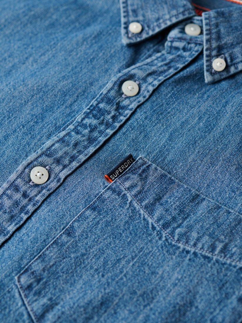 Product image 5 of 5, which shows Superdry Essential Long Sleeve Denim Shirt, Worn Wash, S