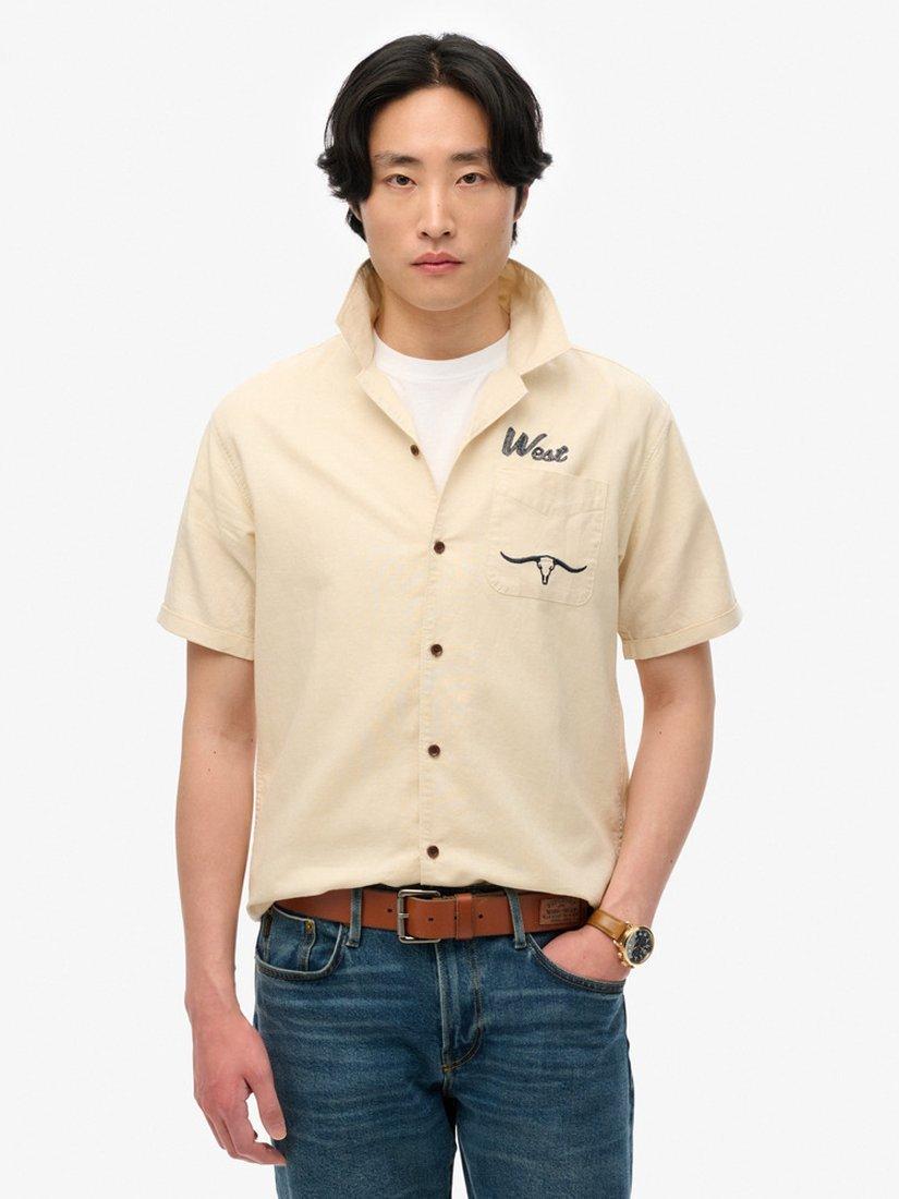 Product image 1 of 5, which shows Superdry Merchant Resort Shirt, Oatmeal Beige, S