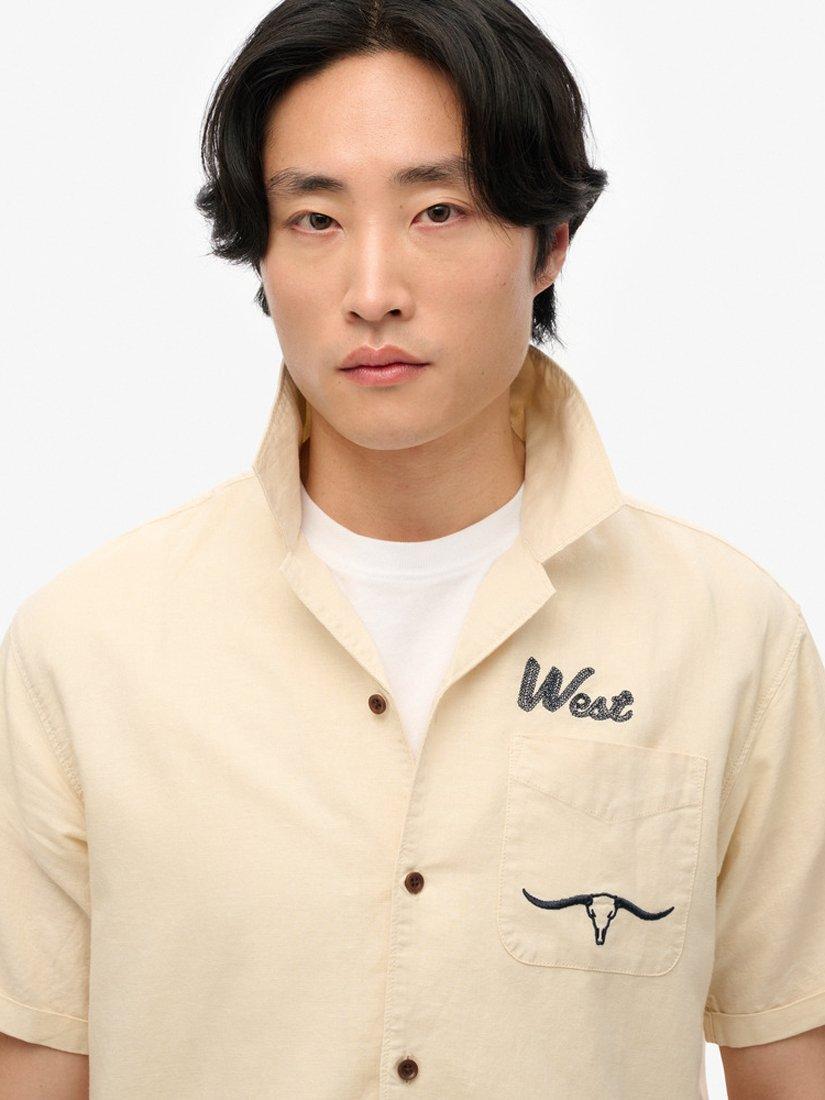 Product image 4 of 5, which shows Superdry Merchant Resort Shirt, Oatmeal Beige, S