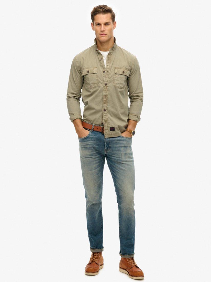 Product image 3 of 5, which shows Superdry Military Long Sleeve Shirt, Light Khaki Green, S