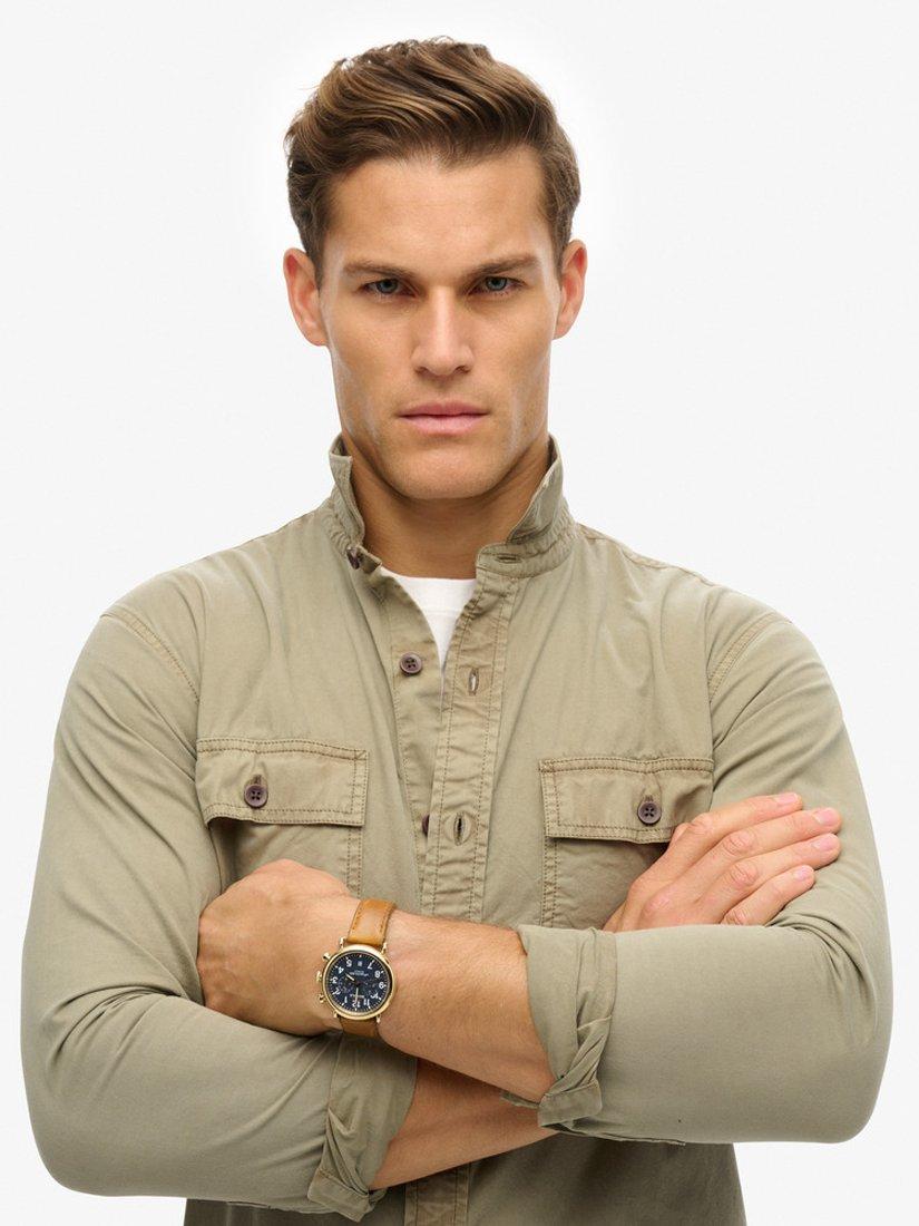 Product image 4 of 5, which shows Superdry Military Long Sleeve Shirt, Light Khaki Green, S