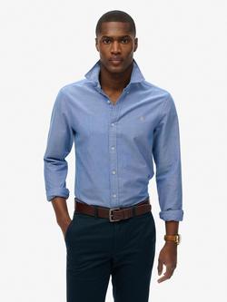 Superdry Classic Oxford Long Sleeve Shirt, Azure Blue Chambray, Azure Blue Chambray