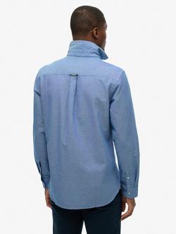 Superdry Classic Oxford Long Sleeve Shirt, Azure Blue Chambray - view 2, Azure Blue Chambray