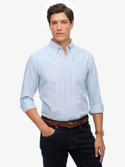Superdry Classic Oxford Long Sleeve Shirt, Broker Blue, Broker Blue