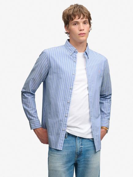 Superdry Classic Oxford Long Sleeve Shirt, Broker Blue, Broker Blue