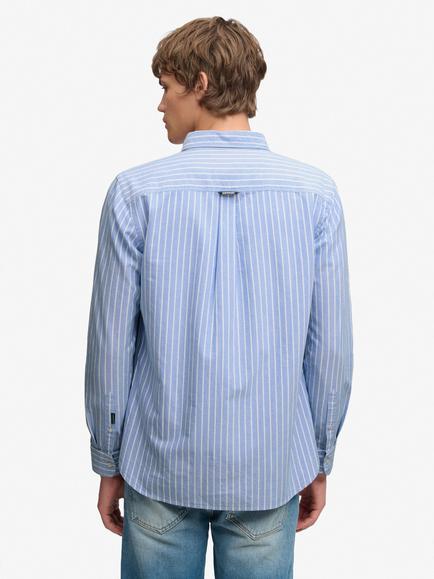Superdry Classic Oxford Long Sleeve Shirt, Broker Blue - view 2, Broker Blue