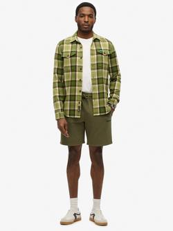 Superdry Micro Logo Cotton Blend Shorts, Olive Night Green