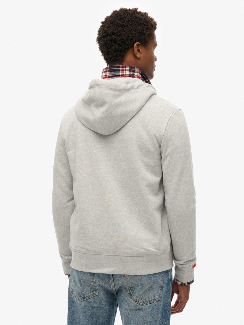 Product image 2 of 5, which shows Superdry Vintage Logo Embroidered Zip Hoodie, Mid Grey Marl, S