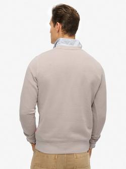 Superdry Cotton Blend Micro Logo Crew Sweatshirt, Deep Beige Slub - view 2, Deep Beige Slub