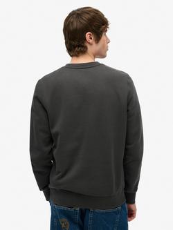 Superdry Micro Logo Crew Sweatshirt, Washed Black - view 2, Washed Black
