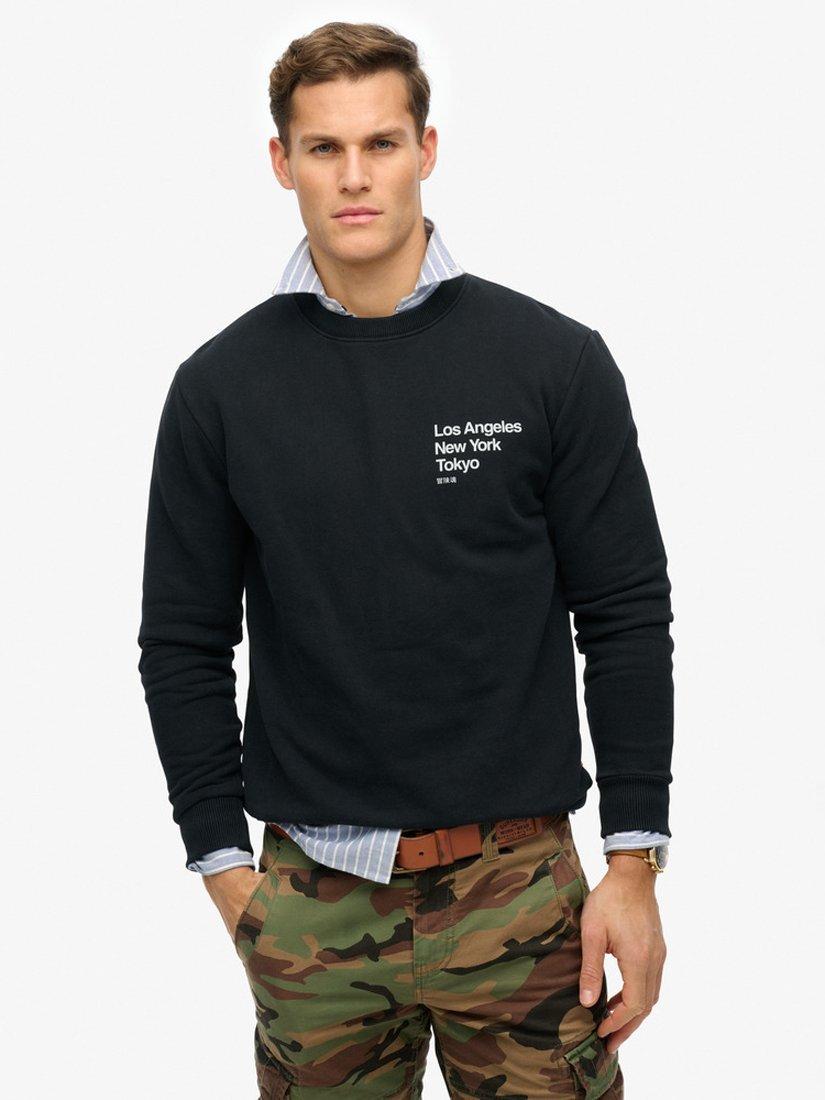 Product image 1 of 4, which shows Superdry Core Logo City Crew Sweatshirt, Black, S