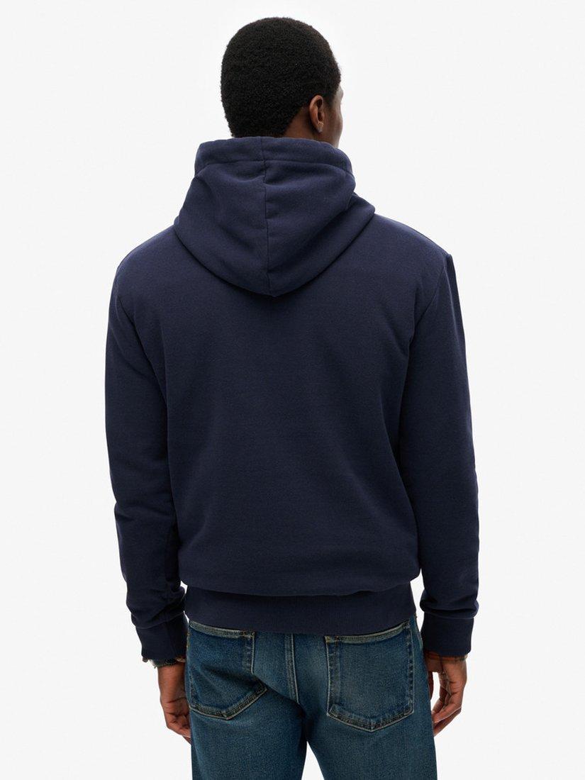 Product image 2 of 5, which shows Superdry Venue Logo Striped Relaxed Hoodie, Blue Navy Marl, S