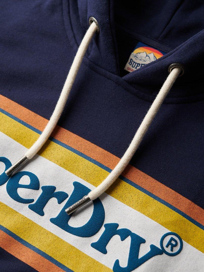 Product image 5 of 5, which shows Superdry Venue Logo Striped Relaxed Hoodie, Blue Navy Marl, S