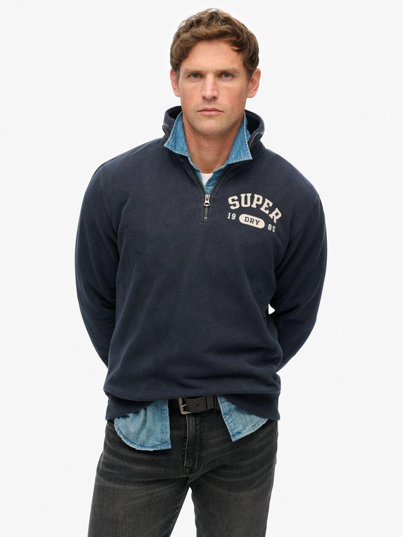 Product image 1 of 5, which shows Superdry Athletic Essentials Half Zip Sweatshirt, Navy, S