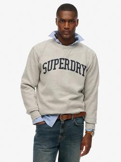 Superdry Athletic Essentials Crew Sweatshirt, Grey Marl, Grey Marl