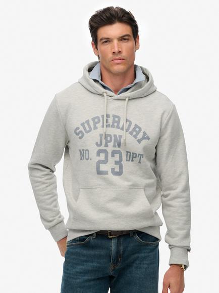 Superdry Cotton Athletics Essentials Hoodie, Cadet Grey Marl