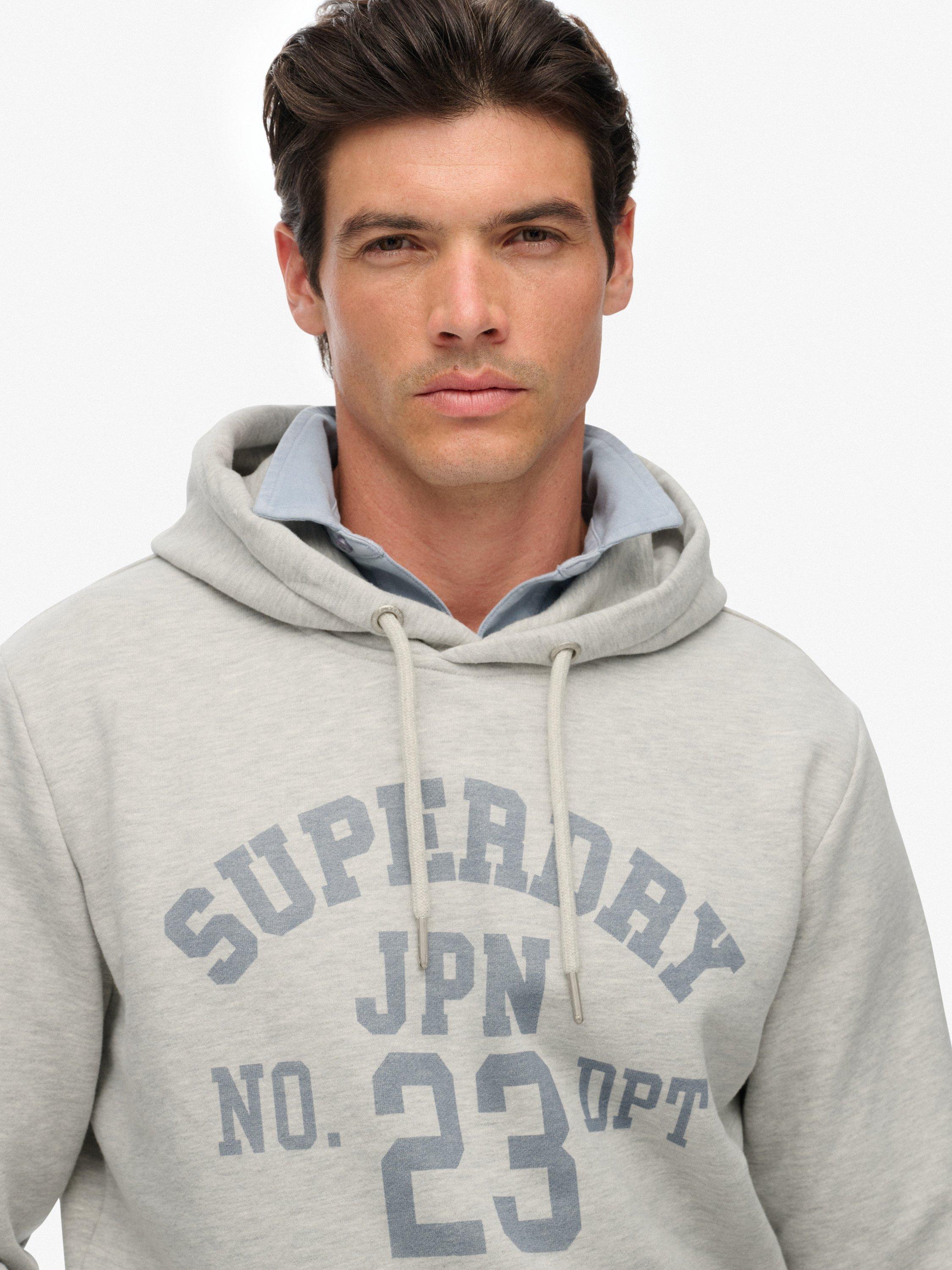 Product image 3 of 5, which shows Superdry Cotton Athletics Essentials Hoodie, Cadet Grey Marl, S