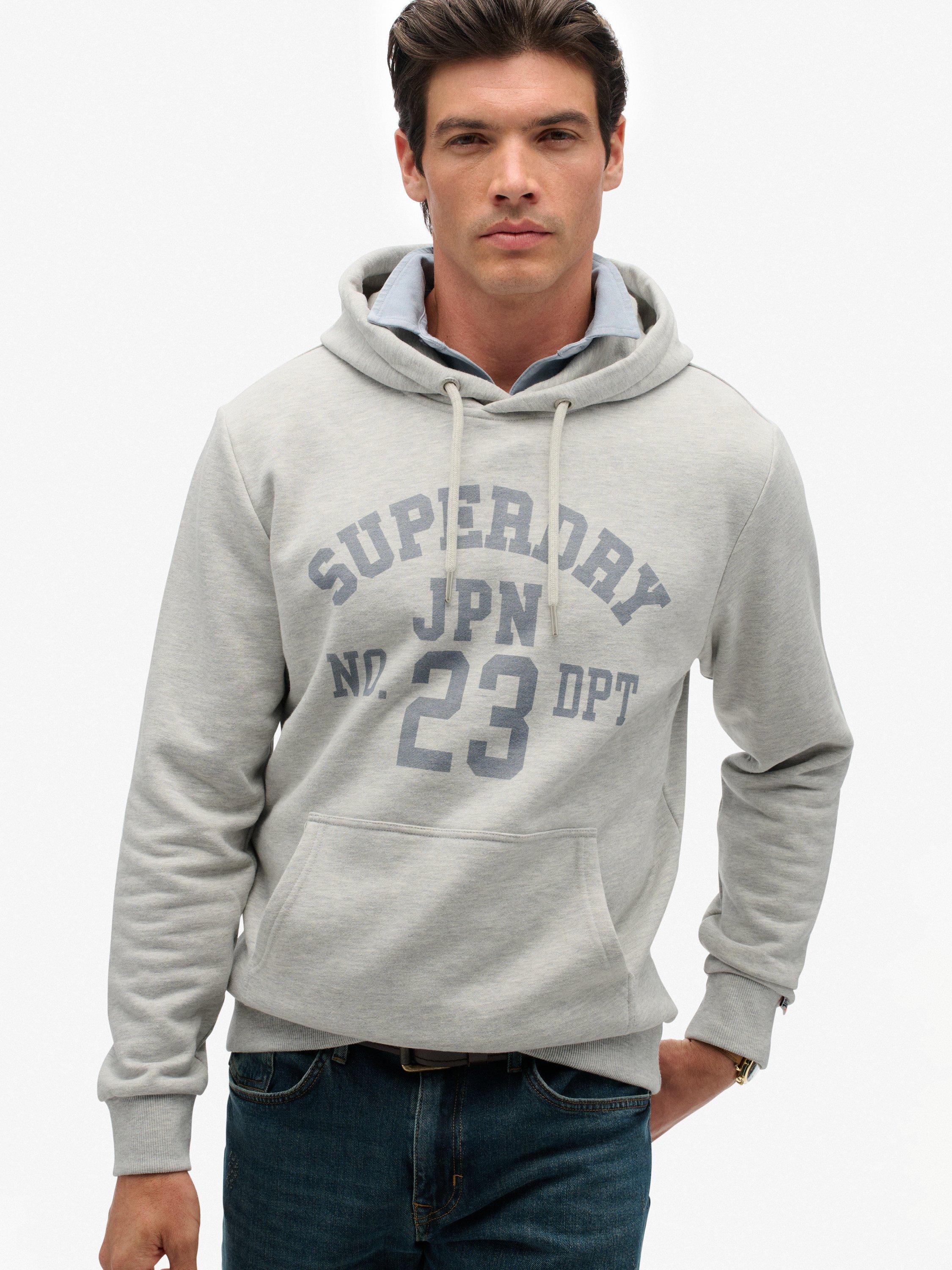 Product image 4 of 5, which shows Superdry Cotton Athletics Essentials Hoodie, Cadet Grey Marl, S