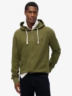 Superdry Classic Essential Zip Hoodie, Wedgewood Blue, Beetle Green