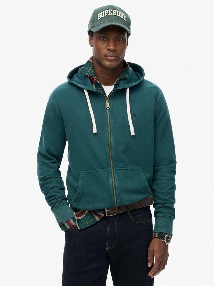 Product image 1 of 11, which shows Superdry Classic Essential Zip Hoodie, Dark Pine Green, S
