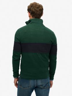 Superdry Cotton Classic Rugby Henley Top, Lauren Navy/White - view 2, Enamel Green/Eclipse