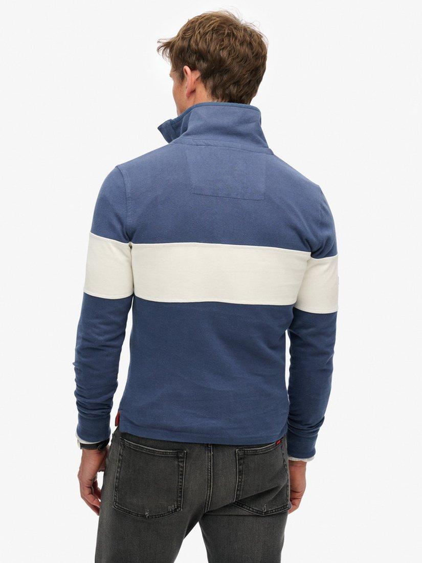 Product image 2 of 5, which shows Superdry Cotton Classic Rugby Henley Top, Lauren Navy/White, S