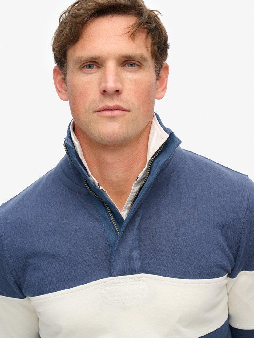 Product image 4 of 5, which shows Superdry Cotton Classic Rugby Henley Top, Lauren Navy/White, S