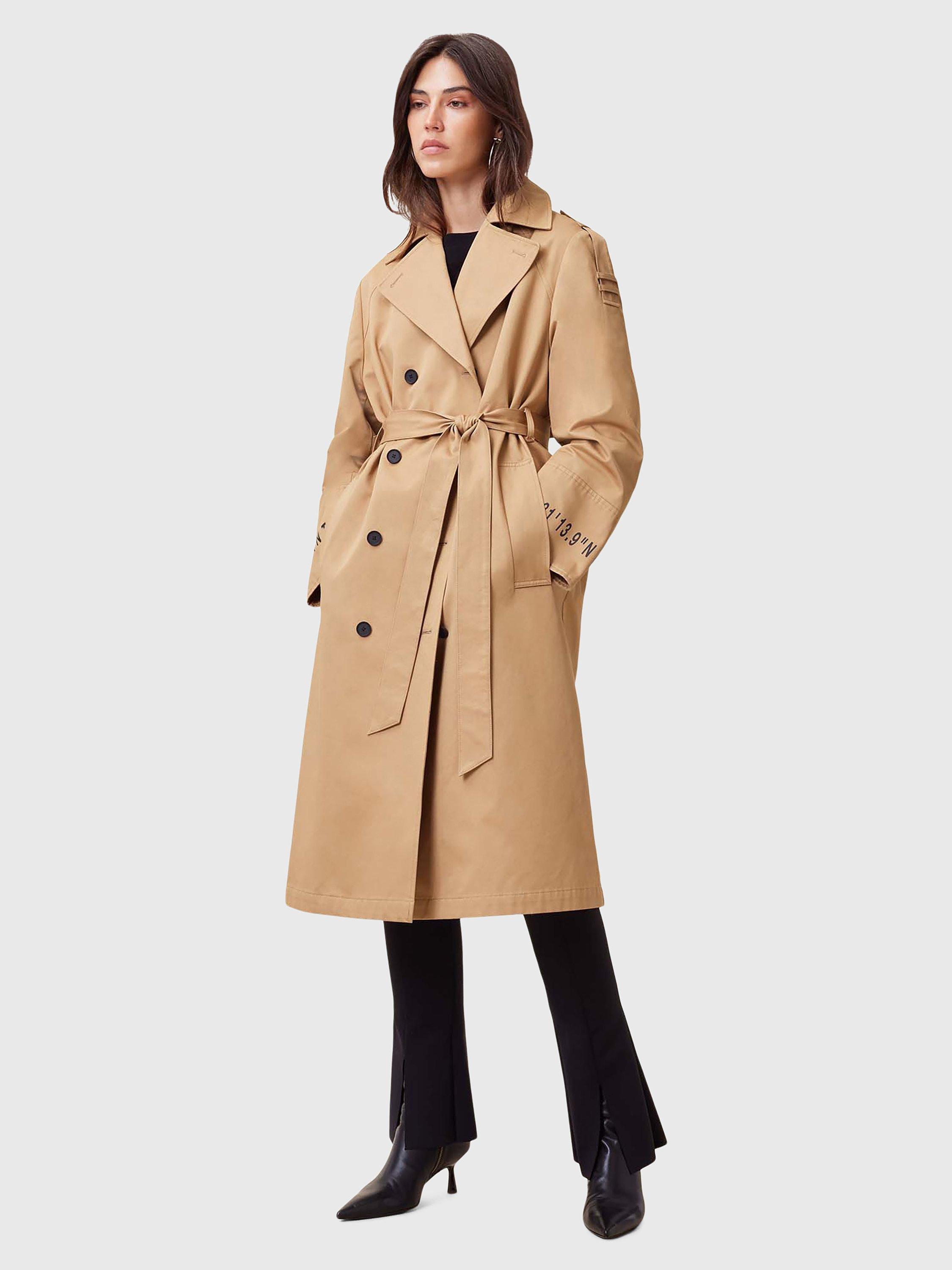 AllSaints Demmi Longline Trench Coat, Iced Coffee