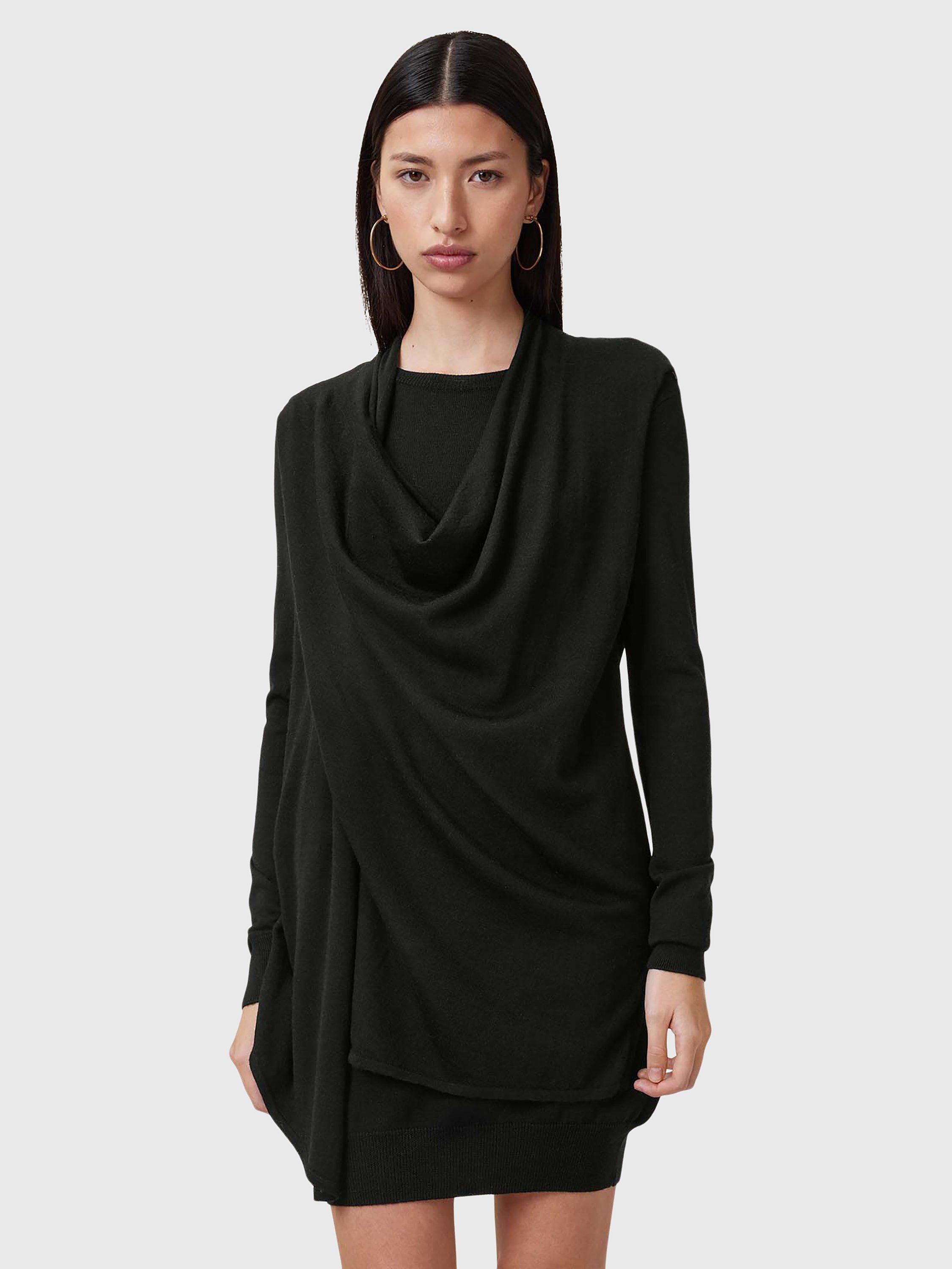 AllSaints Drina Jersey Drape Dress, Black