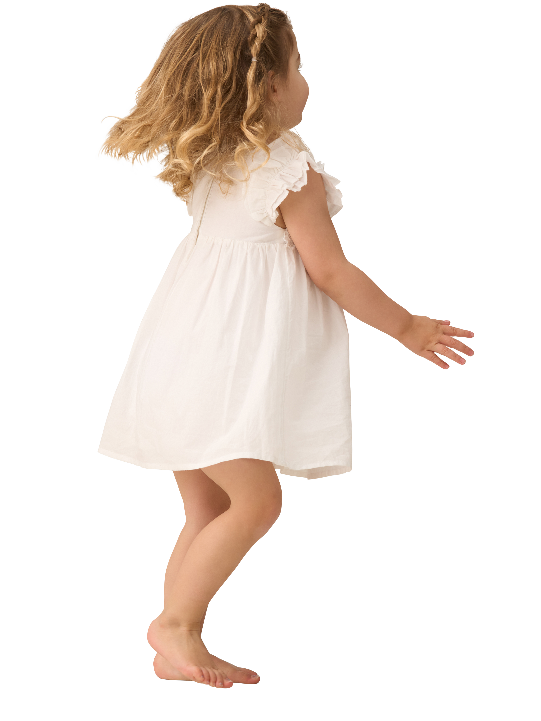 Product image 3 of 7, which shows Angel & Rocket Baby Cotton Flower Waist Dress, White, 3-6 months